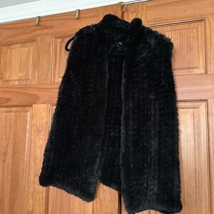 Aqua black faux fur vest